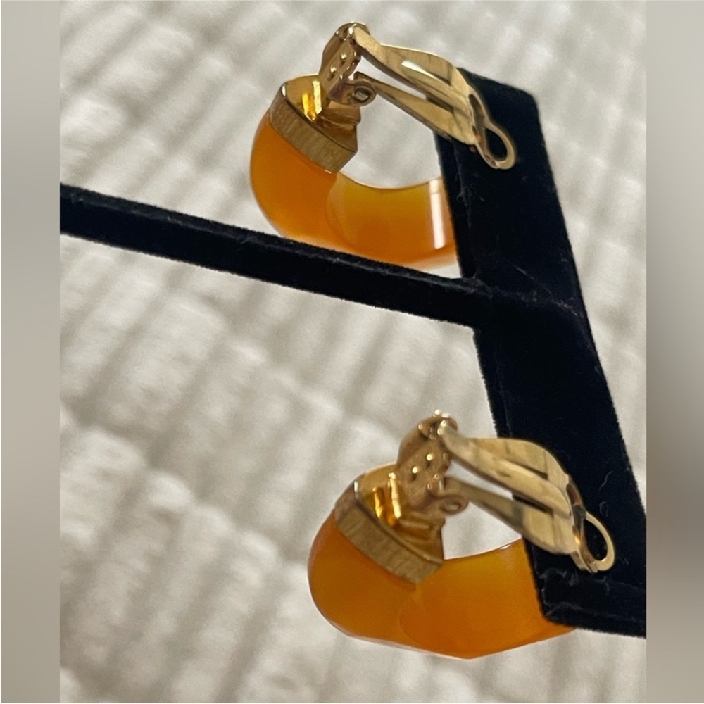 Celine Orange and Gold Earrings, vintage - Picture 8 of 8